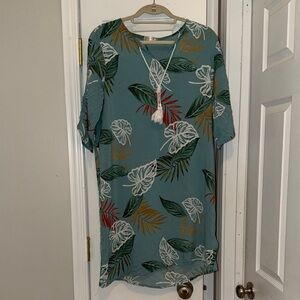Floral Print Teal Swim Coverup